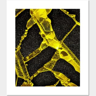 With pattern yellow & black, broken glass pattern, abstract Posters and Art